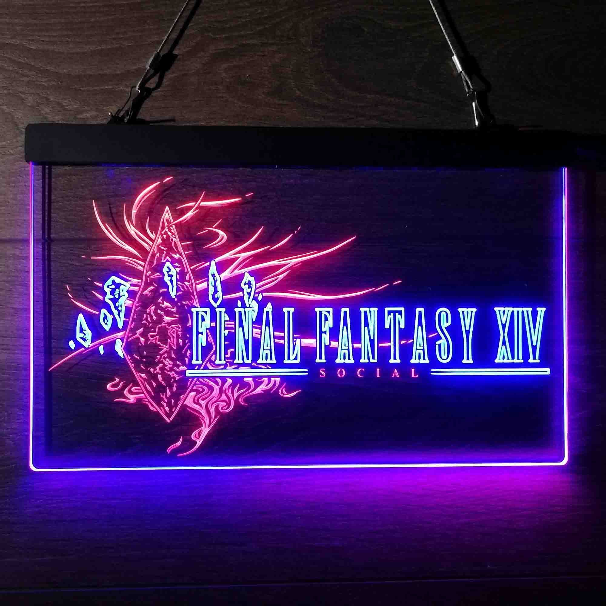 Final Fantasy XIV Banner Dual LED Neon Light Sign